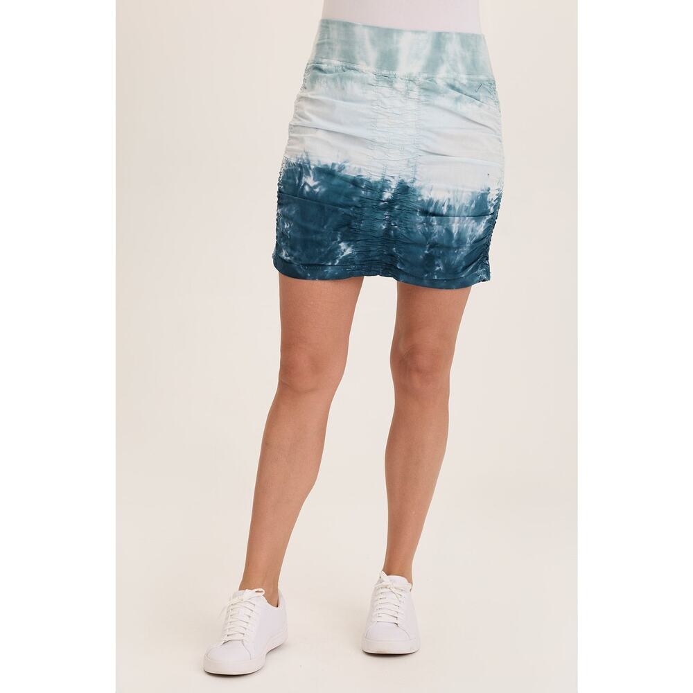XCVI Wearables The Trace Skirt Tricolor Ombre Abyss Size L Ruched Boho Artsy